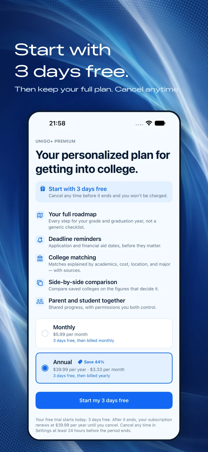 Start with 3 days free